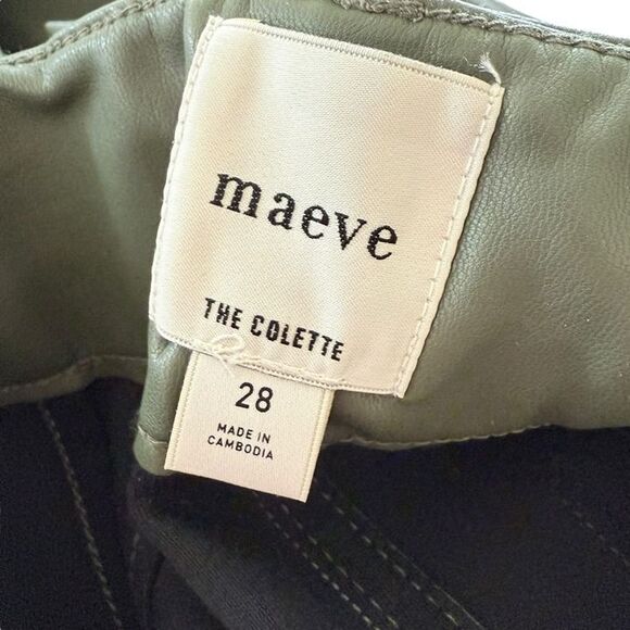 Anthropologie Maeve Colette Cropped Wide Leg Pants Faux Leather Holly Green 28 - Picture 10 of 12